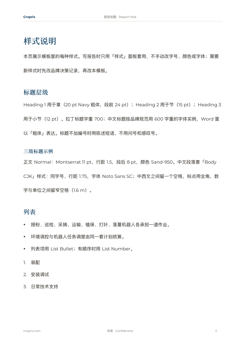 报告样式说明页预览