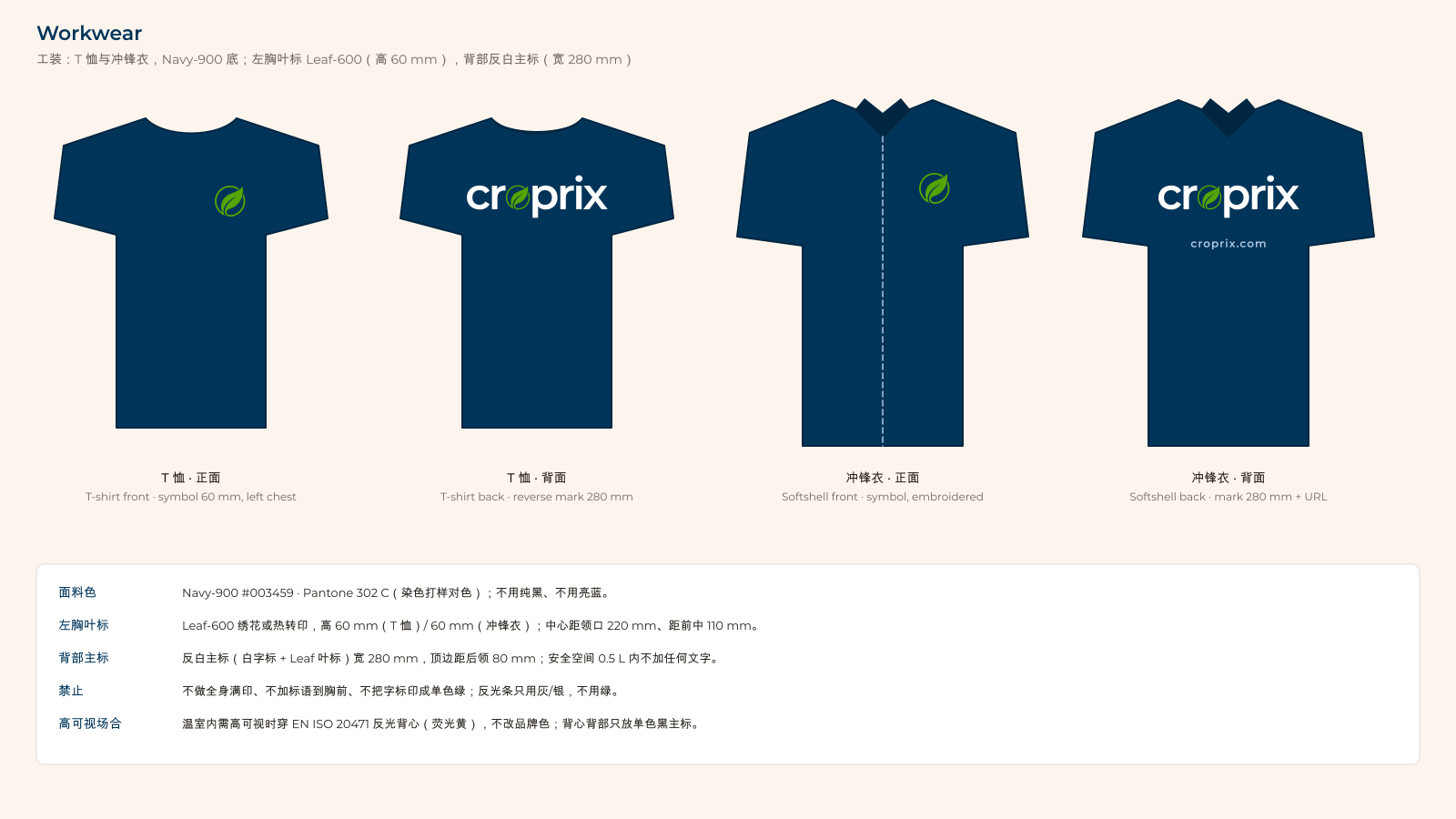 工装 T 恤与冲锋衣正背面预览